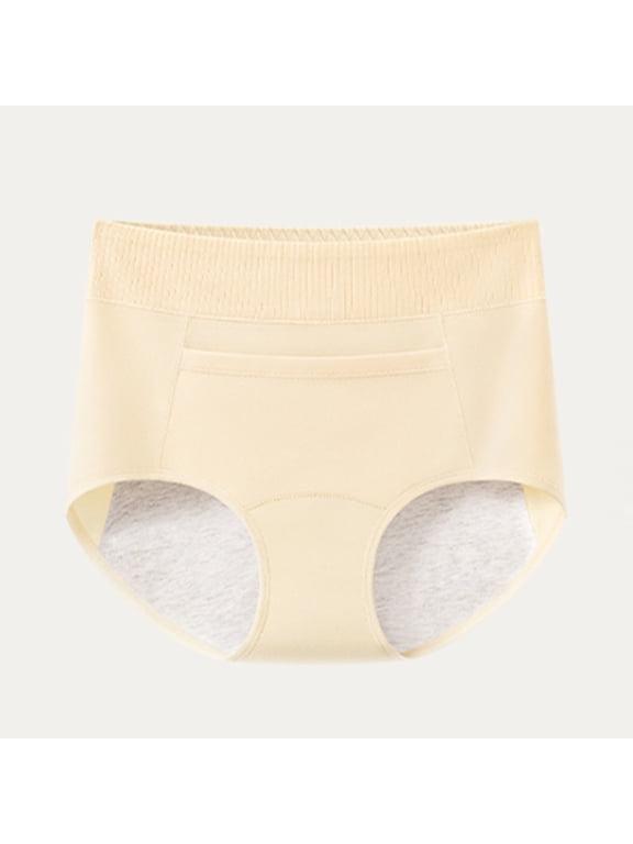 Briefs Panty Women High Waisted Leak Proof Underwear Panty Modern Fit Pull-On Beige Seamless Patch Period Underwear for Women,XL