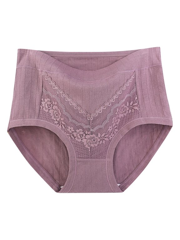 Briefs Underwear for Women Cotton Underwear High Waisted Panties Ventilated Pull-On Purple Regular Lace Period Panties,XXXXL