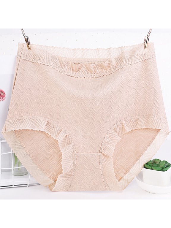 Briefs Woman Underwear High Waisted Bamboo Underwear Panties Beige Ventilated Modern Fit Pull-On Lace Period Panties Women,XL