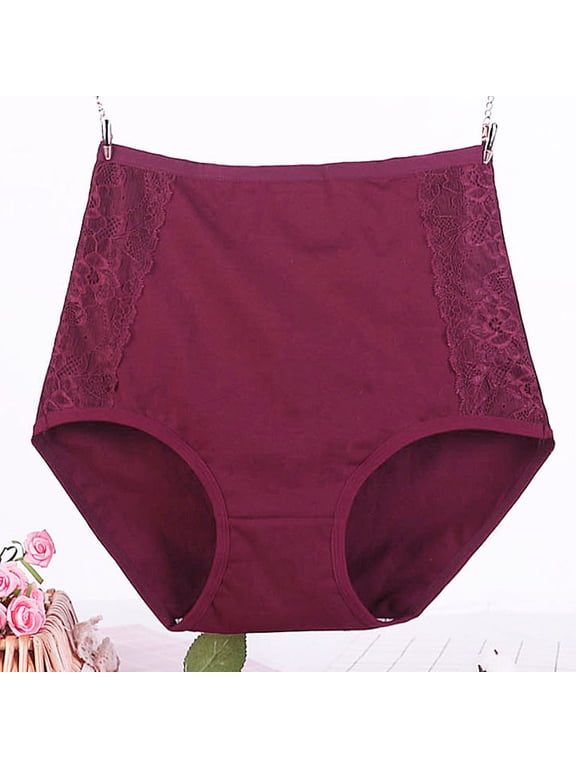 Briefs Woman Underwear Leak Proof Underwear High Waisted Briefs Classic Fit Red Pull-On Moisture-Wicking Lace Period Underwear for Women,XXL