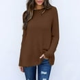 thumbnail image 1 of Blmnix Brown Fancy Tops for Woman Sweater Long Sleeve Tunic Solid Crew Neck Pullover Tops for Junior Fashion, 1 of 6