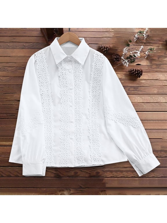 Button Down Women Shirts Casual Plain White Women Shirts Casual Long Sleeve Collared Novelty Shirts