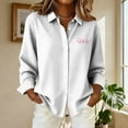 thumbnail image 1 of Blmnix Button Down Womens Blouses Dressy Blouse Valentine Clothing Long Sleeve White Collared Womens Shirts Trendy, 1 of 5