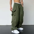 thumbnail image 1 of Blmnix Cargo Pants for Men Relaxed Fit Baggy Pants Hiking Pants Jeans Long Green Wide-Leg Low Rise Mens Pants Casual,L, 1 of 9