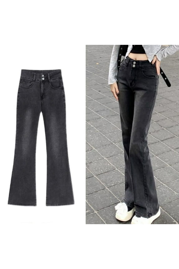 Cargo Pants for Women Trendy Flare Pants Trouser Jeans Pants Slim Bootcut Full Tailored Black High Snowpants for Womens,L
