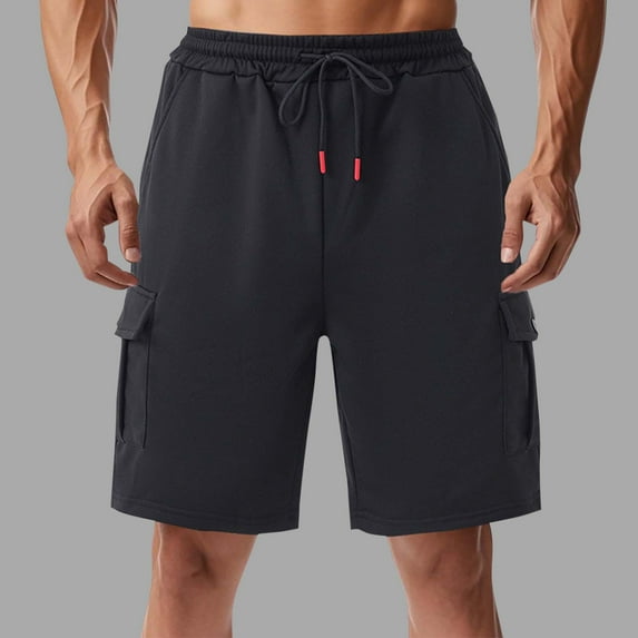 Blmnix Cargo Shorts Men's Shorts Running Athletic Shorts Short Black Low with Pockets Athletic Shorts for Men,S