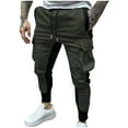thumbnail image 1 of Blmnix Cargo Trousers for Men Fishing Pants Travel Pants Baggy Low Waisted Jeans Slim-Leg Green Cropped Casual Pants for Men,XL, 1 of 8