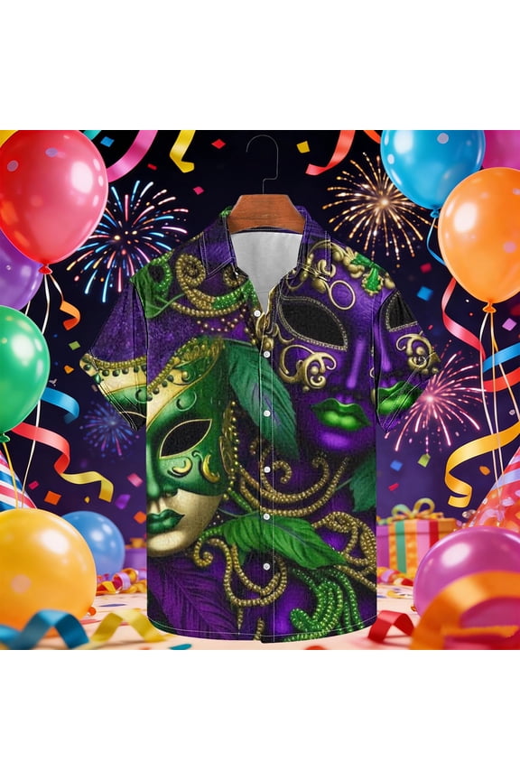 Carnival Mens Shirt Graphic Tees Big And Tall T shirt Collared Green Short Sleeve Shirts for Men Big And Tall,XXXXL