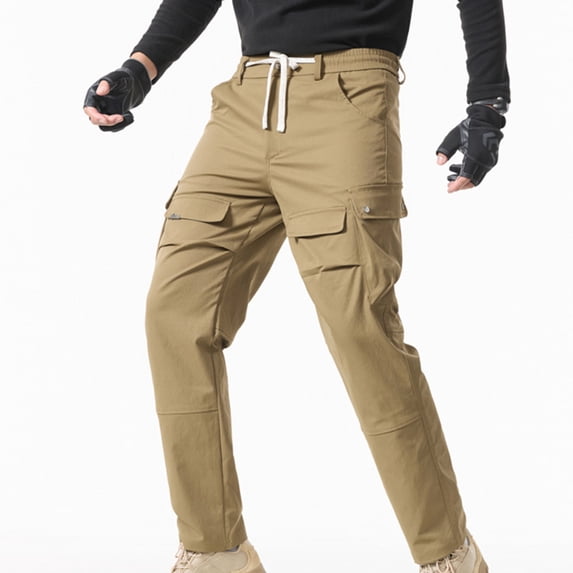 Blmnix Carpenter Men Pants Low Rise Baggy Hiking Pants Cargo Pants Active Fit Jeans Long Straight-Leg Yellow Mens Pants Casual,S