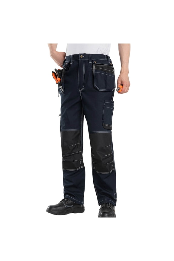 Carpenter Mens Pants Baggy Cargo Work Pants Parachute Pants Low Rise Pant Straight-Leg Blue Long Casual Pants for Men,L