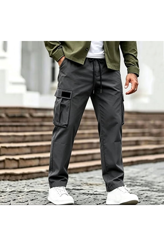 Carpenter Mens Pants Cargo Pants Relaxed Fit Travel Pants Pant Full Gray Low Rise Straight-Leg Summer Pants,M