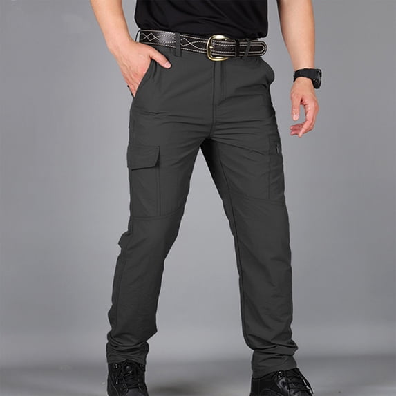 Blmnix Carpenter Mens Pants Low Waisted Cargo Work Pants Waterproof Pants Active Fit Sweatpants Slim-Leg Long Black Summer Pants,M