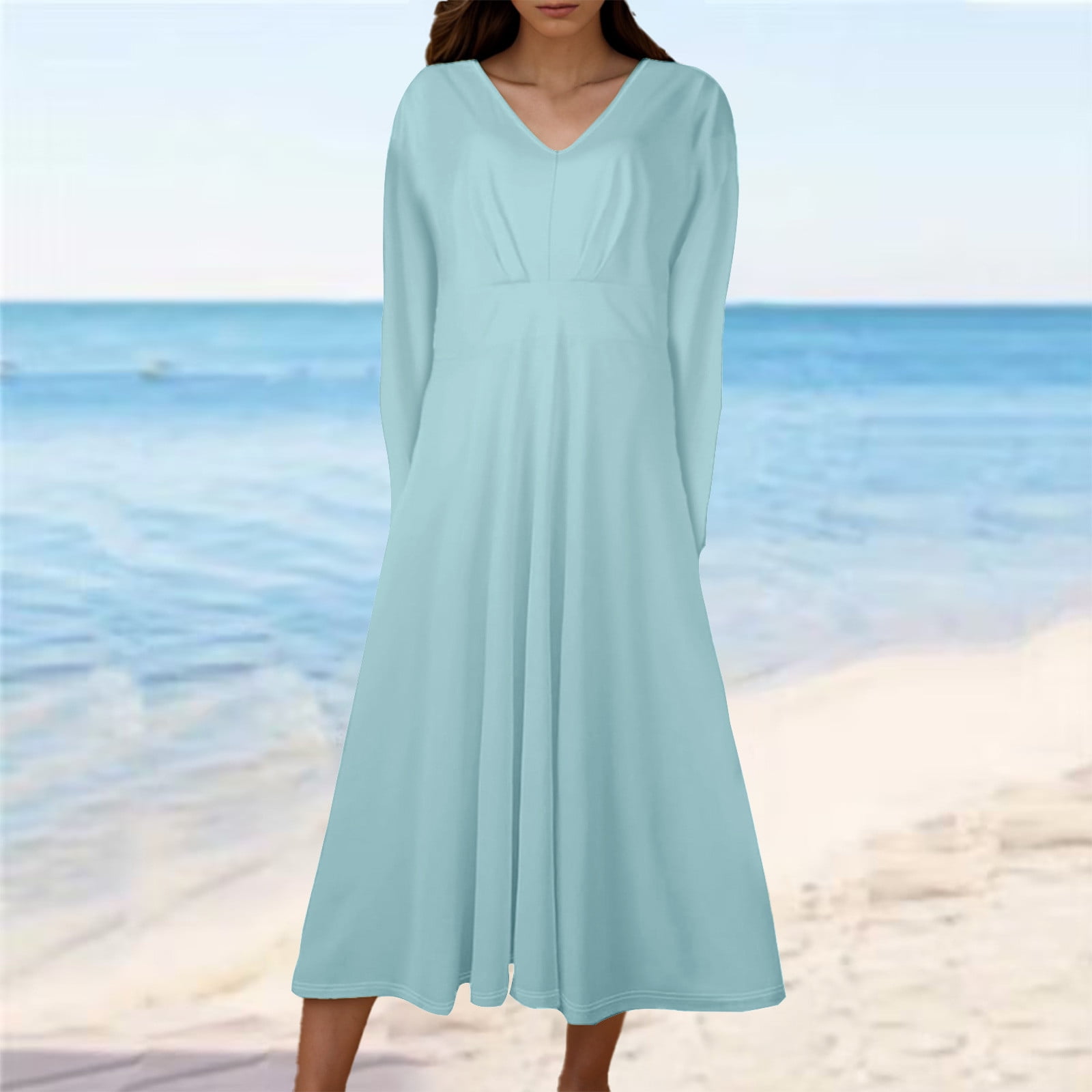 blue moo moo dress Blue Flourish Long Ruffle Hawaiian Muumuu Dress XL / Blue