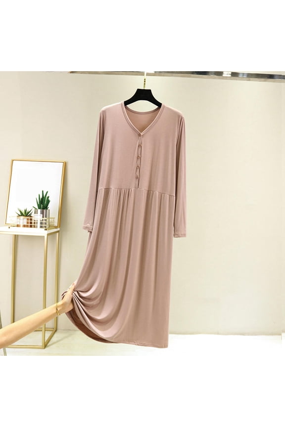 Chemise Nightgowns Nightgown for Women Sleepshirts Bamboo Nightgowns Sleep Shirt Yellow V-Neck Long Sleeve Nightgowns for Women Sexy,Free Size
