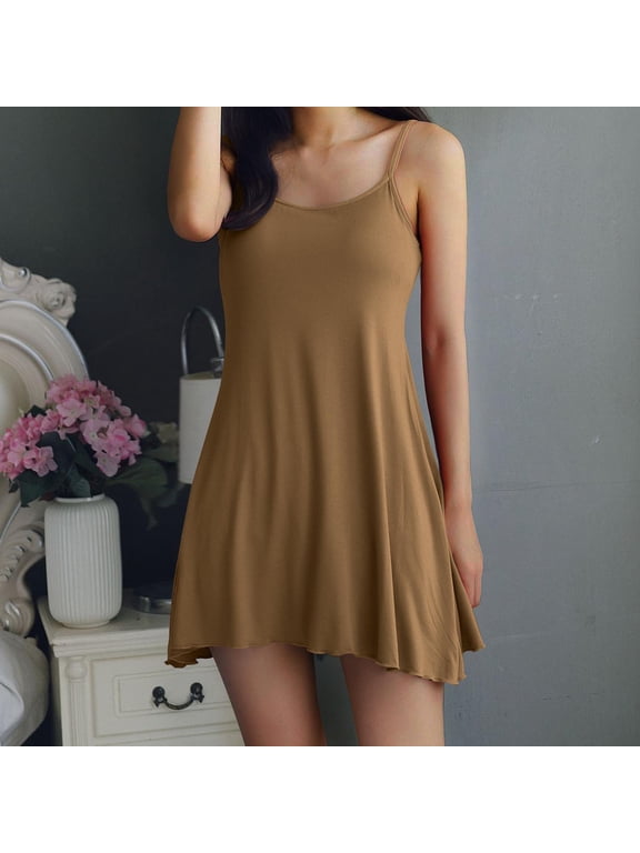 Chemises Nightgowns for Women Soft Cotton Cotton Nightgowns Moomoo Nightgowns Sleep Shirts Yellow Square Neckline Sleeveless Short Sexy Nightgowns for Women,XL