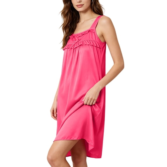 Blmnix Chemises Sleep Shirts for Women Bamboo Nightgowns Sexy Nightgown Chemise Pink Knee Length Square Neckline Sleeveless Summer Nightgowns for Women