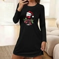 thumbnail image 1 of Blmnix Christmas Womens Nightgown Long Sleeve Plus Size Nightwear Casual Black Crew Neck Sleep Dress, 1 of 6