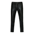 thumbnail image 1 of Blmnix Classic Fit Men's Pants Pleated Low Waisted Work Pants Leather Pants Pants Slim Straight Full Black Men's Casual Pants,L（32）, 1 of 4