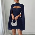 thumbnail image 1 of Blmnix Cocktail Valentine Dresses for Women 2026 Elegant Bodycon Under Dresses Sleeveless Blue Mock Neck Summer Dress,XXL, 1 of 5