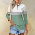 thumbnail image 1 of Blmnix Color Block Flowy Tops for Women Green Tunic Womens Tops Dressy Henley Long Sleeve Tops, 1 of 6