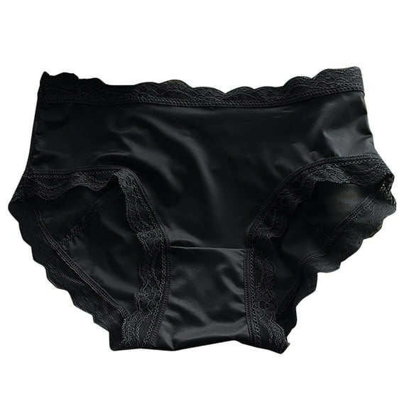 Blmnix Comfortable Womens Panties Black Bikini Satin Lace Silk Womens Panties Comfort 1PC, M-XL