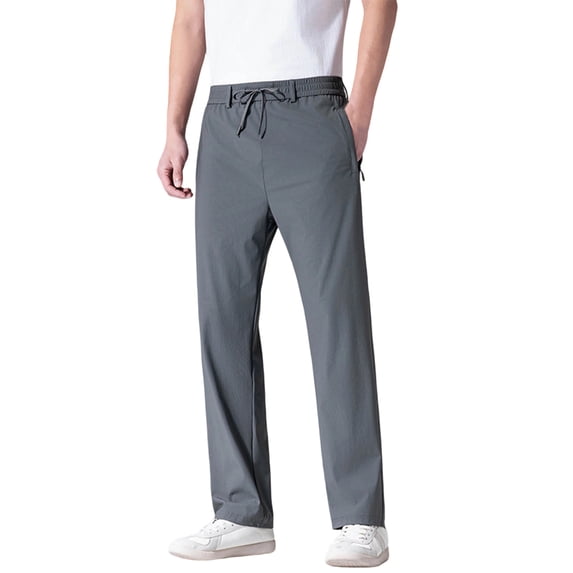 Blmnix Comfy Pants Pants Men Pleated Baggy Work Pants Low Rise Jean Gray Straight-Leg Cropped Summer Pants,XXXXL