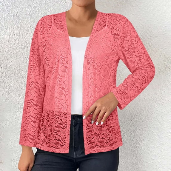 Blmnix Convertible Jacket Women Lace lnsert Pull-On Womens Summer Jacket Spring Jackets Coat Cocoon Long Sleeve Red Winter Jackets for Women