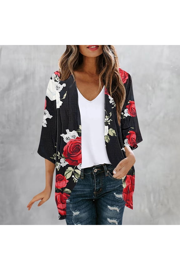 Convertible Jacket for Women Plus Size Adaptable High-Low Lightweight Cardigans Coats Short Sleeve Mid-Length Jackets for Women Trendy