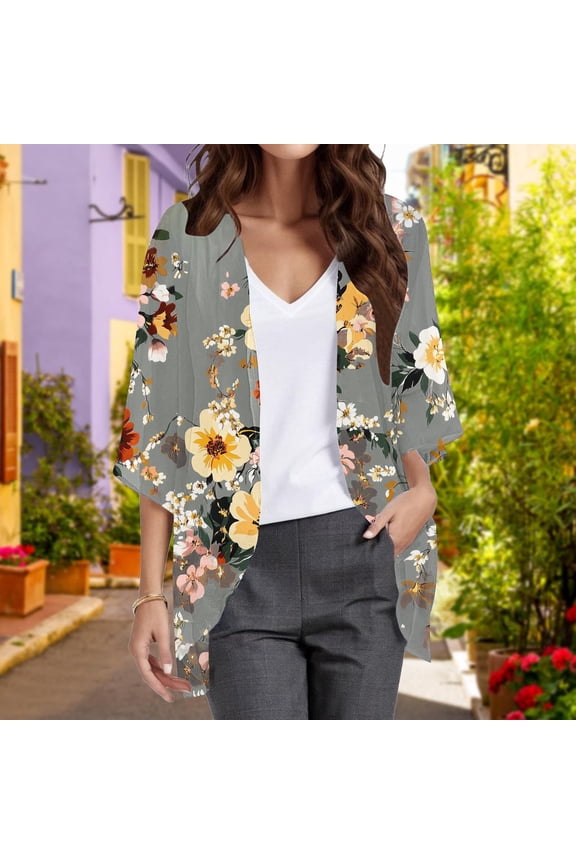 Convertible Women Jacket Pull-On Antimicrobial Protection Spring Jackets Light Weight Raincoat Cocoon 3/4 Sleeve Womens Jackets Casual