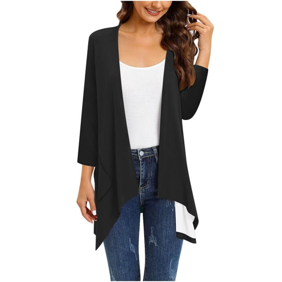 Blmnix Convertible Women's Coats Spring Jackets Bed Jackets Pull-On Antimicrobial Protection Rain Jacket 3/4 Sleeve Cocoon Black Winter Jacket