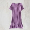 thumbnail image 1 of Blmnix Cotton Nightgowns Nightgowns for Women Sexy Sleep Dresses Moomoo Nightgowns Night Shirts Short Sleeve Crew Neck Knee Length Purple Womens Nightgowns Sexy,M, 1 of 9