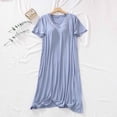 thumbnail image 1 of Blmnix Cotton Nightgowns Nightgowns for Women Sleepshirts Moomoo Nightgowns Nightgowns Below-the-Knee Blue Short Sleeve V-Neck Mumu Nightgown,M, 1 of 8