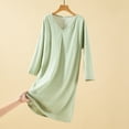 thumbnail image 1 of Blmnix Cotton Nightgowns Women's Nightgowns Sleepshirts Moomoo Nightgowns Nightgowns Below-the-Knee Long Sleeve Green V-Neck Cute Nightgowns for Women,Free Size, 1 of 7
