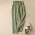 thumbnail image 1 of Blmnix Cotton Pants High Waisted Pants for Women Pleated Plus Size Trousers Straight-Leg Cropped Relaxed Fit High Green Womens Pants Trendy,XXXL, 1 of 6