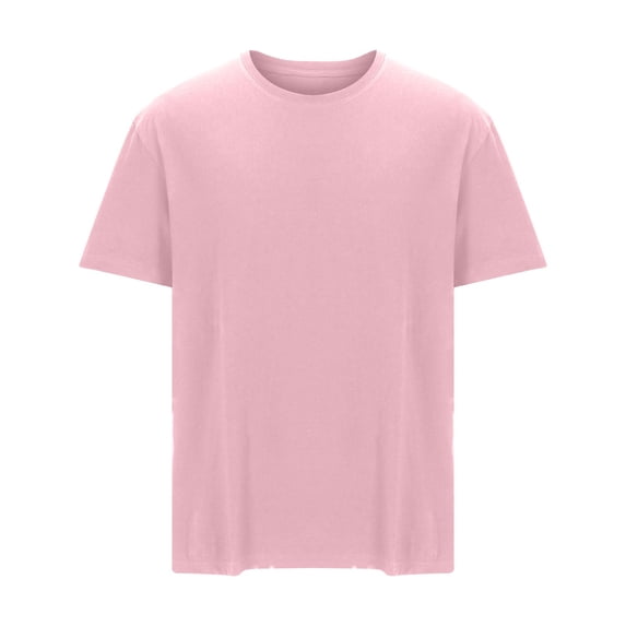 Blmnix Cotton T Shirts Mens Tshirt Heavy Weight Tshirts Pullover Baggy Undershirts Short Sleeve Pink Crew Neck Classic T-Shirt Mens Casual Shirts,XXXL