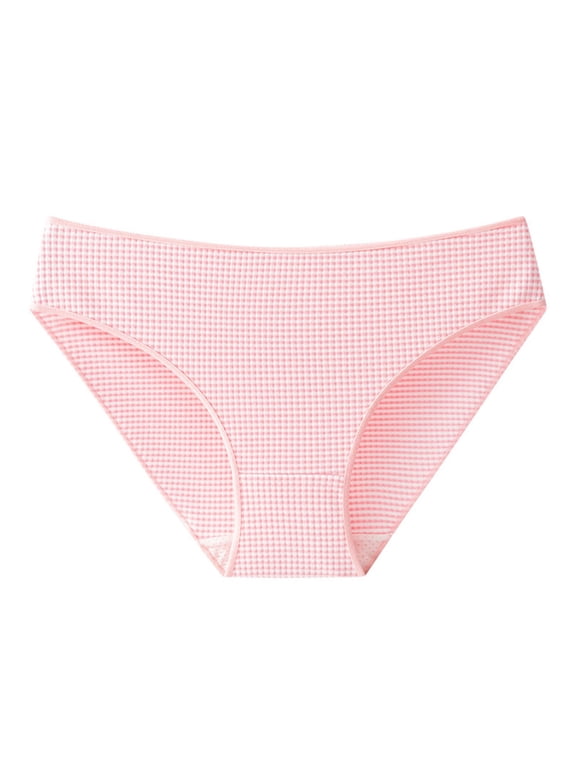 Cotton Underwear Panty Women Briefs Hipster Panties Underwear Pink Modern Fit Ventilated Pull-On Embossed Plus Size Underwear,M