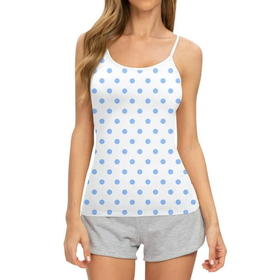 Blmnix Crew Neck Athletic Tops for Women Polka Dot Teachers Navy Blue Camisole Winter Tops for Women Sleeveless Tops