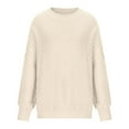 thumbnail image 1 of Blmnix Crew Neck Cute Sweaters Cable Knit Pullover Beige Business Women's Winter Coats Long Sleeve Warm Tops, 1 of 5