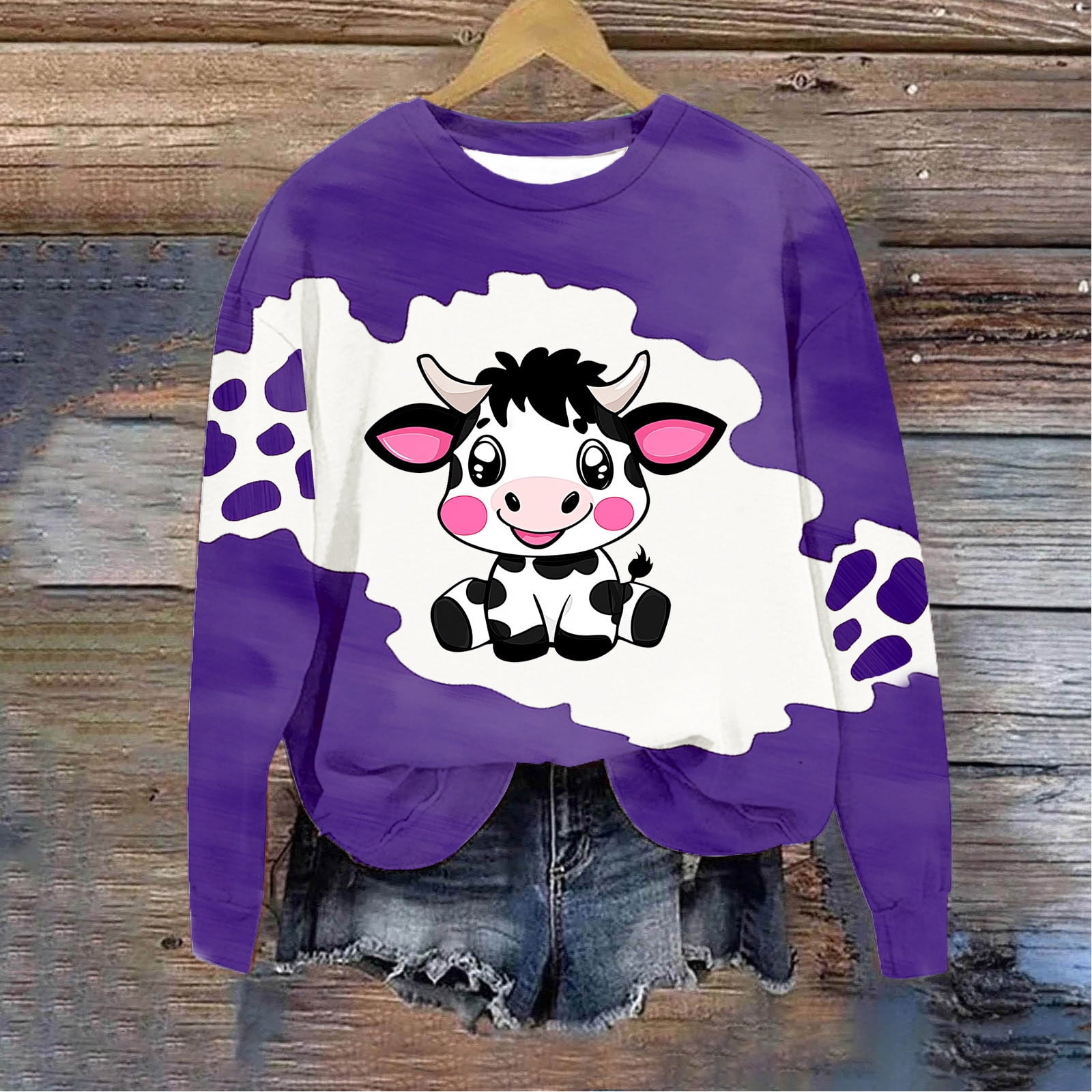 Blmnix Cute Sweatshirt Basics Purple Pullover Sweatshirt Cute Tops for ...