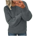 thumbnail image 1 of Blmnix Dark Gray Women's Sweaters Plain Crew Neck Long Sleeve Blouse Plus Size Pullover Chunky Clothing, 1 of 5