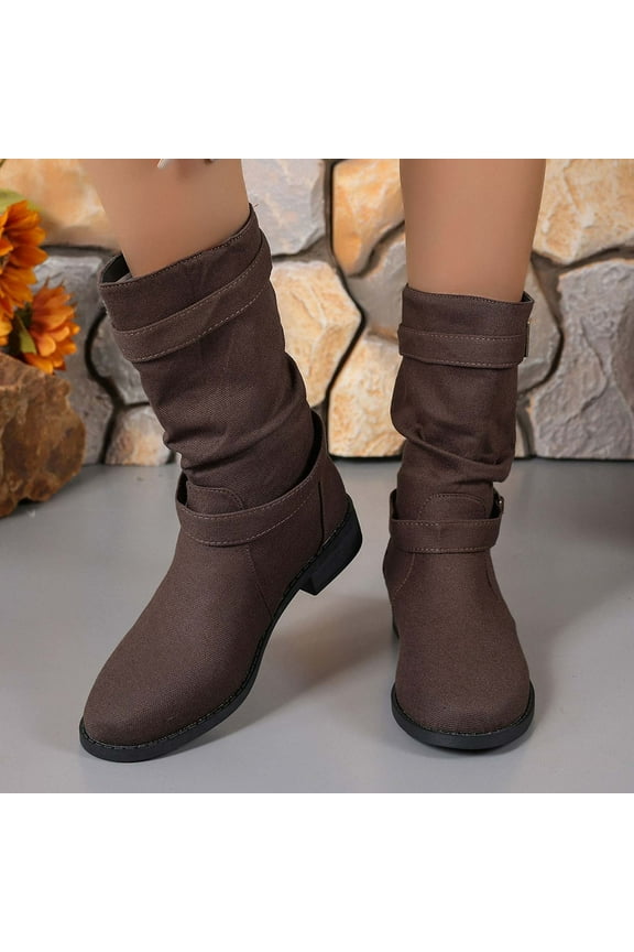 Denim Ankle Booties Chelsea Brown Fashion Women Boots