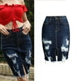 thumbnail image 1 of Blmnix Denim Skirt Women's Skirts Plus Size Cargo Dresses Blue Exterior Pocket Mid-Length Jean Skirt for Women,XXL, 1 of 8