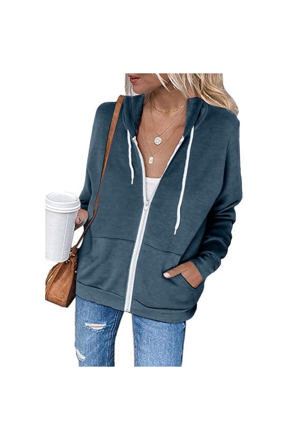 Drawstring Women's Coats Fleece Running with Pockets Gym Jacket for Women Coat Cocoon Blue Long Sleeve Winter Coat