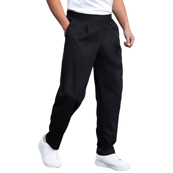 Blmnix Dress Pants Mens Pants Chinos Low Waisted Business Casual Pants Baggy Sweatpants Black Straight-Leg Long Mens Casual Pants,L