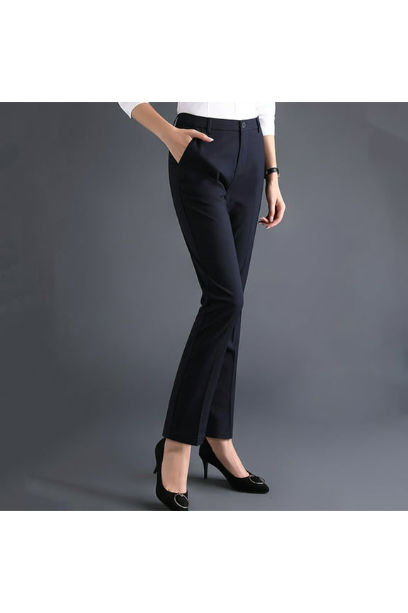 Dress Pants Womens Pants Dressy Casual Pleated Plus Size Bottoms Blue Slim Bootcut Full Wide Leg Trousers Women,L