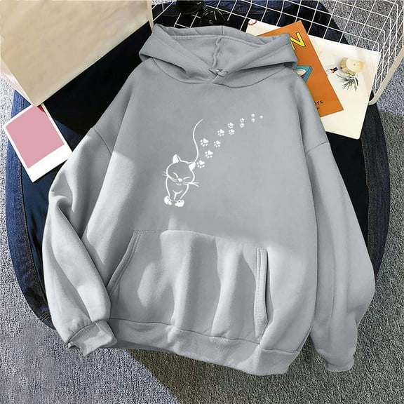 Blmnix Dressy Hoodies Cute Hoodie Gray Hoodie Blouse Plus Size Long Sleeve Hooded Tops