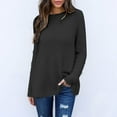 thumbnail image 1 of Blmnix Dressy Tops for Woman Sweater Black Tunic Long Sleeve Solid Crew Neck Pullover Tops for Junior Fashion, 1 of 6