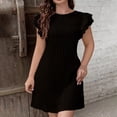 thumbnail image 1 of Blmnix Elegant Dresses Dress for Women Striped Dress Peplum Vacation Petticoat Mini Crew Neck Short Sleeve Black Adaptable Casual Dresses M, 1 of 9