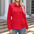 thumbnail image 1 of Blmnix Fall Blouses Red Collared Button Down Long Sleeve Cute Blouses Clothing, 1 of 5