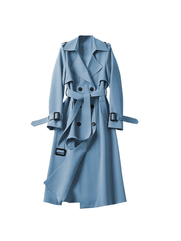 Fall Jacket Women Blue Trench Windbreaker Lightweight Jacket Women Long Sleeve Oversized Winter Cloting
